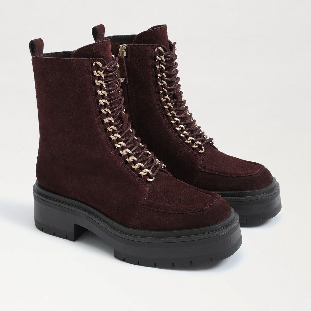 NEW Sam Edelman Lorvin Lace Up Boot in Spiced Pecan Suede 9.5